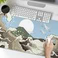 thumbnail image 2 of Japanese Brown Wave Gaming Mouse Pad 35.4 X 15.7 Inch XXL Cool Style Art Design Full Des Mousepad Extended Large Non-Slip Rubber Base Keyboard Mat with Stitched Edges for Home Office, 2 of 6