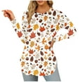thumbnail image 2 of Uoodti Long Sleeve Crewneck Tunic Tops for Women Maple Leaf Print Dressy Going Out Casual Gift Blouse Fall Loose T-Shirts, 2 of 3