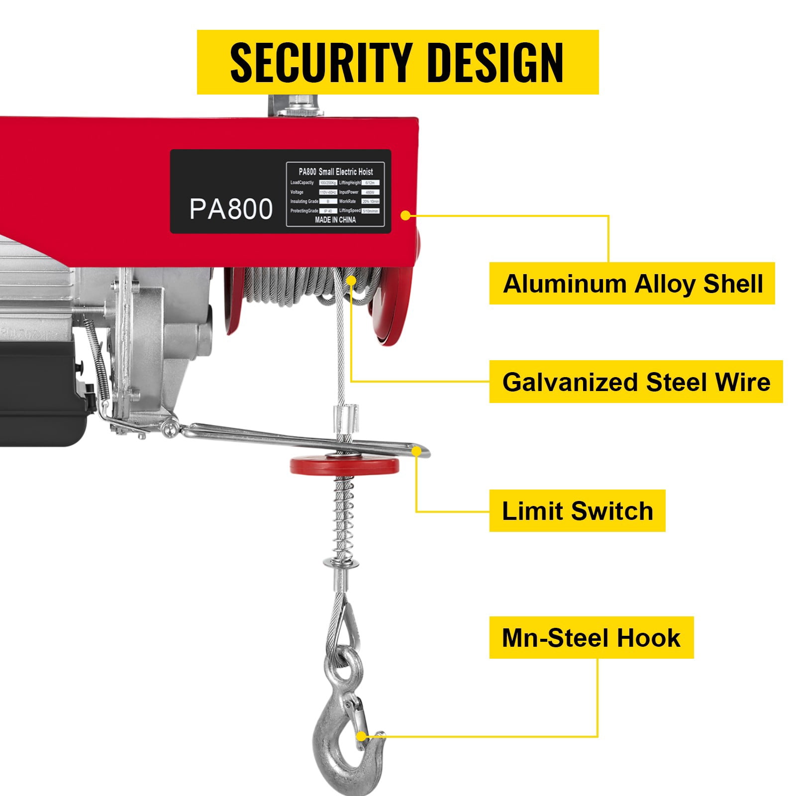 BENTISM Electric Hoist 110V Electric Winch 1800LBS with Wireless Remote Control