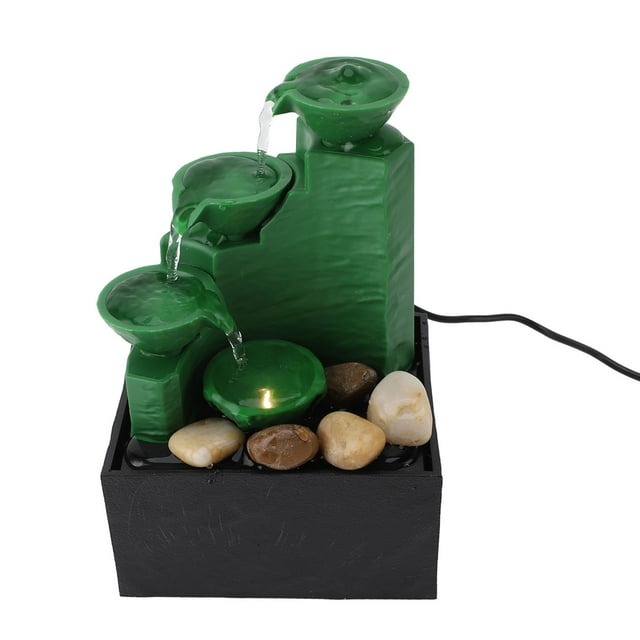 Tabletop Water Fountain, Circulating Water Decorative USB Desk Waterfall Fountain Automatic Pump with LED Light Stones, Tabletop Fountain for Living Room Office Home Work