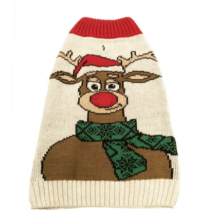 Ugly Christmas Sweater LED Light Up Reindeer Xmas Dog Pet Sweatshirt