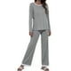 thumbnail image 1 of Conjunto de pijama de manga larga transpirable para mujer, suave y lavable a máquina, cuello redondo, corte holgado, gris claro, talla L, 1 of 5