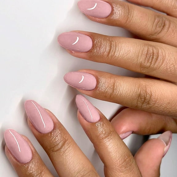 Huhudde Short Almond Press on Nails,30Pcs Pinkness Fake Nails in 15 Sizes Glossy False Nails Acrylic Stick on Nails for Womens