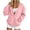 Pink, variant on HAOTAGS Women's Long Sleeve Sweatshirt Casual Loose Button Collared V Neck Pullover Top with Pocket Navy Size 2XL