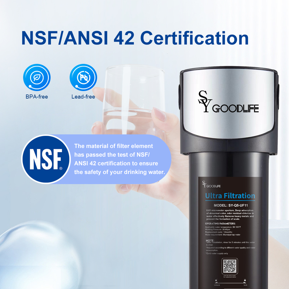 Q5 Ultrafiltration Series 0.01 Micron Household Kitchen Sink Drain Filter, Removes 95% of Harmful Substances