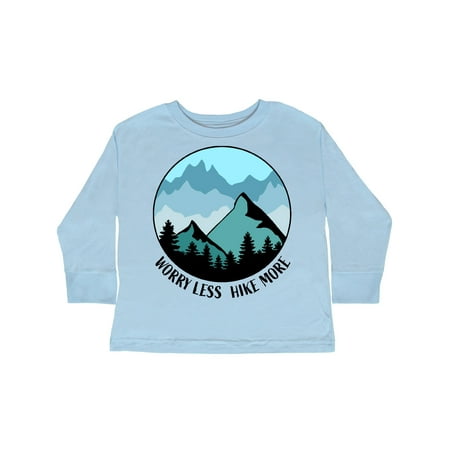 

Inktastic Worry Less Hike More with Mountains in Blue Gift Toddler Boy or Toddler Girl Long Sleeve T-Shirt