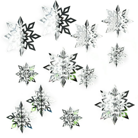 okwish 3D Iridescent Snowflake Decoration Hanging Euphoria Snowflakes Holographic Garland Christmas Tree Wonderland Winter Ornament Frozen Decoration Birthday Wedding Baby New Years-12Pcs