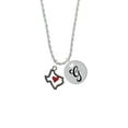 thumbnail image 2 of Delight Jewelry Silvertone Open Rope Texas with Red Heart Silvertone Script Initial Disc - G - Charm Necklace, 20"+3", 2 of 4