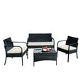 thumbnail image 2 of 4 Piece Wicker Patio Furniture, PE Rattan Outdoor Furniture Sets, Lawn Conversation Set with Coffee Table and Cushions, Outdoor Sectional Furniture Set for Garden Deck Backyard, Black, JA1483, 2 of 4