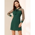 thumbnail image 2 of Unique Bargains Élégant Cravate Partie Maille Pure Panneau Points une Ligne Mini Robe de Femmes, 2 of 6