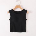 thumbnail image 2 of Lenpel Women's Tank Tops with Built in Bra Crew Neck Solid Color Slim Sleeveless T Shirts Soft Casual Camisole Tees, 2 of 5