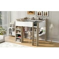 thumbnail image 6 of Generic Full Size Wood Loft Bed with Built-in storage shelves, Clothes rails and desk, White+Naturel, 6 of 9