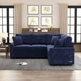 thumbnail image 2 of EUROCO 82.6" L Shaped Sectional Sofa Couch, Velvet Pull-out Sleeper Sofa Bed with Wheels, USB Ports, Power Sockets and Pillows for Living Room, Navy Blue, 2 of 8