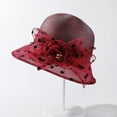 thumbnail image 4 of WEIYLL Chapeau de Soleil pour Femmes Robe Grand Feuille Fleur Couvre-Chef de Douche Nuptiale Vin, 4 of 4