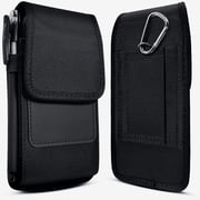 BOMEA Holster for Samsung Galaxy S25 Ultra, S24 Ultra, S23 Ultra, S22 Ultra, S21 Ultra, Rugged Nylon Cell Phone Belt Clip Holster Holder for Men, ID Card Slot Pouch (Fits Phone with Case on) Black