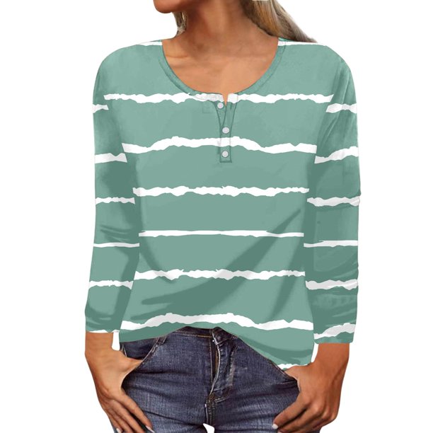 MHFRRA Camiseta de Manga Larga con Cuello Redondo y Estampado Floral para Mujer, Estilo Informal y Elegante. Verde Claro