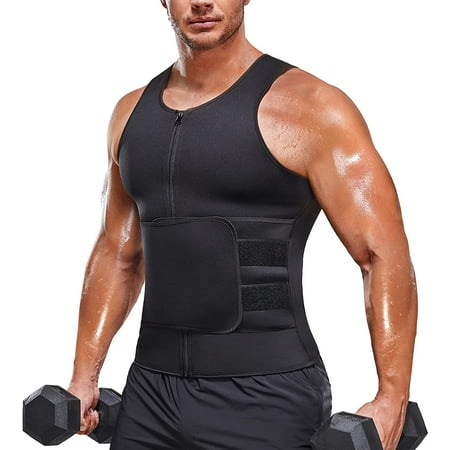 

Gotoly Sweat Sauna Vest for Men Workout Waist Trainer for Loss Weight Zipper Neoprene Sauna Suit Fajas Para Hombres(Black Large)