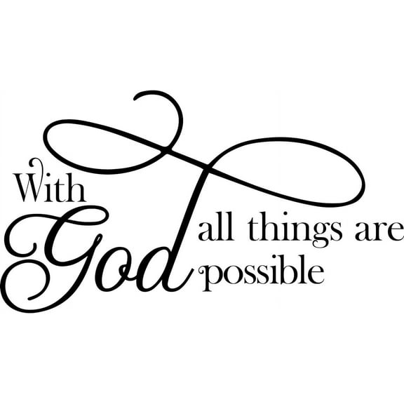 QTH Large with God All Things are Possible Wall Sticker Inspirational Wall Decal Motivational Office Decor Quote Wall Art Vinyl Wall Decal Living Bed Room School Words Saying