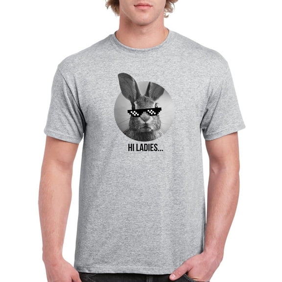 Awesome Glasses Rabbit Saying Hello Men Athletic Heather T-Shirt, Male XX-Large