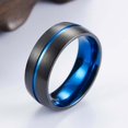 thumbnail image 1 of Anillo de tungsteno TANGJMXG acanalado azul 8 mm Talla 10, 1 of 5