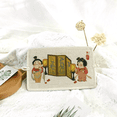 thumbnail image 4 of Cartera corta de mujer hecha a mano con estampado artístico fresco de algodón y lino, 4 of 4