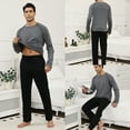 thumbnail image 3 of Men's Soft Cotton Pajama Set with Pockets - 2-Piece Breathable Long Sleeve Sleepwear & Loungewear, Drawstring Waist Comfort Fit,S, 3 of 11