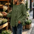 thumbnail image 4 of Klisyaur Womens Crew Neck Shirts Side Button Up Long Sleeve Tunic Tops Casual Loose Comfy Fall Winter Blouses, 4 of 8