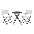 thumbnail image 3 of Patio Rattan Bistro Set - 3 Piece Outdoor Dining Set with Table & 2 Chairs - Folding PE Rattan Furniture for Garden, Balcony, Poolside - Black Frame, White/Blue, 3 of 9