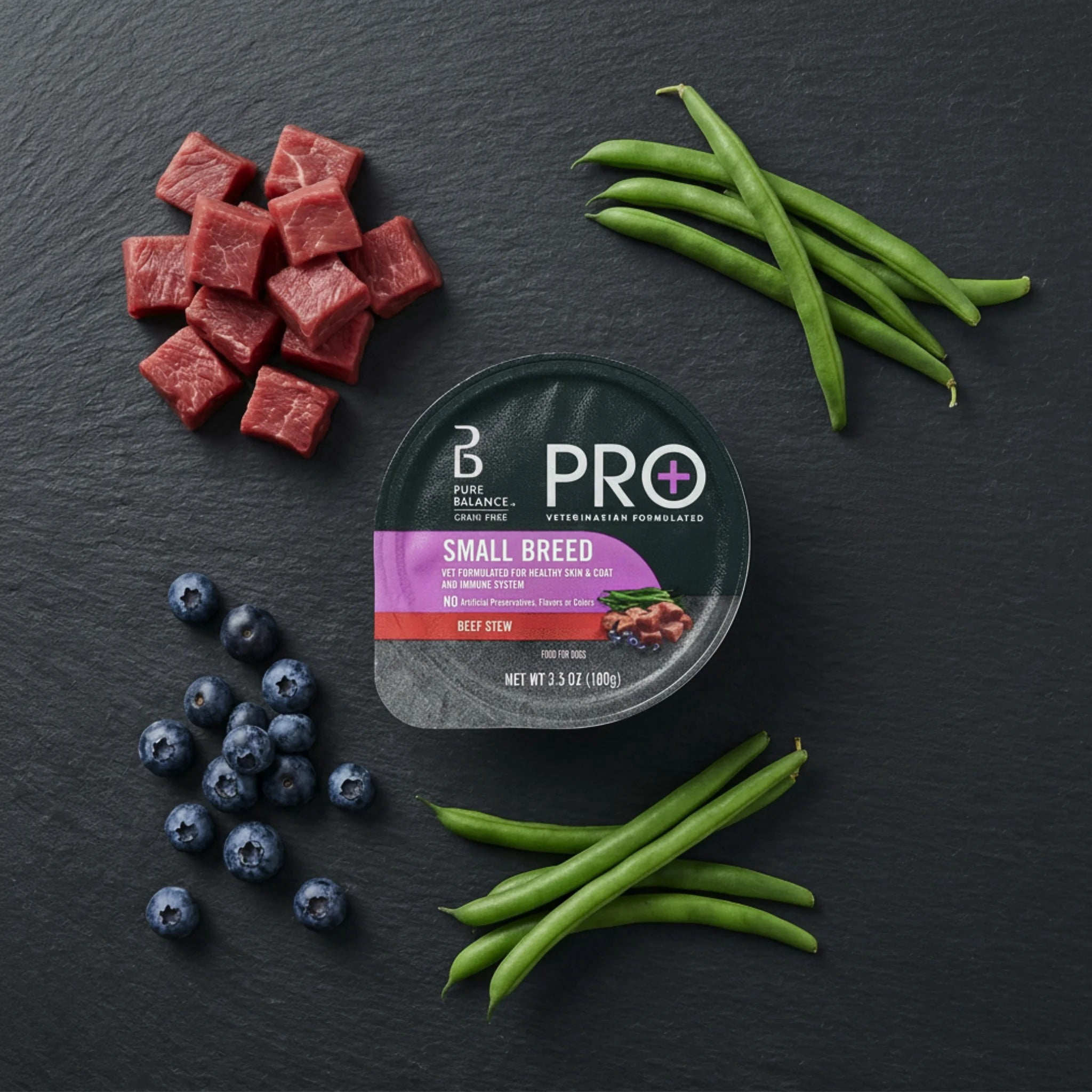 (3 pack) Pure Balance Pro+ Small Breed Beef Stew Wet Dog Food, 3.5 oz Cup