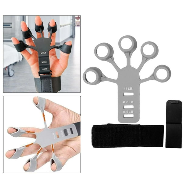 Fortalecedor de dedos, ejercitador de dedos, extractor de muñeca, banda de resistencia de dedos de silicona, extensor de mano cómodo para pianista de , GRIS DYNWAVEMX Pinza de dedo