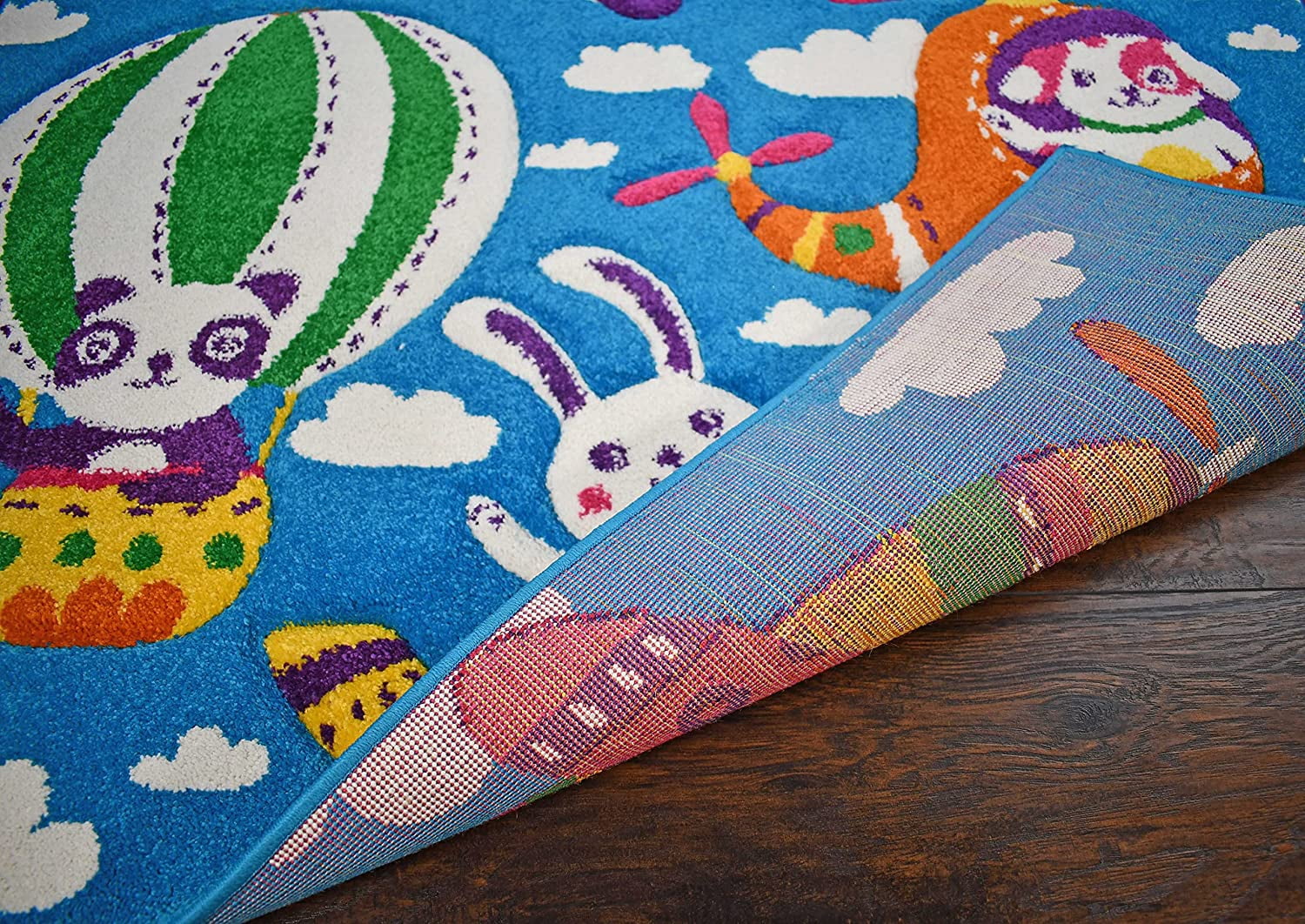 KC Cubs Boy & Girl Modern Decor Multicolor Area Rug and Carpet Collection for Kids, Toddlers and Baby Nursery, Flying Animal Friends