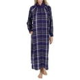 thumbnail image 5 of Metropolitan Womens Long Sleeve Flannel Nightgown Zippered Housecoats for Women - Purple, 2X, 5 of 6