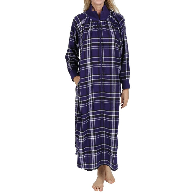 Metropolitan Womens Long Sleeve Flannel Nightgown Zippered Housecoats for  Women, Navy, Small : : Clothing, Shoes & Accessories
