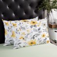 thumbnail image 3 of Waterproof Outdoor Throw Pillows with Inserts 12"x20" Set of 2, Yellow Floral Spring Soft Decorative Pillowcases for Couch Bedroom, Elegant Summer Botanical Gray Pillow Covers for Sofa Living Room, 3 of 8