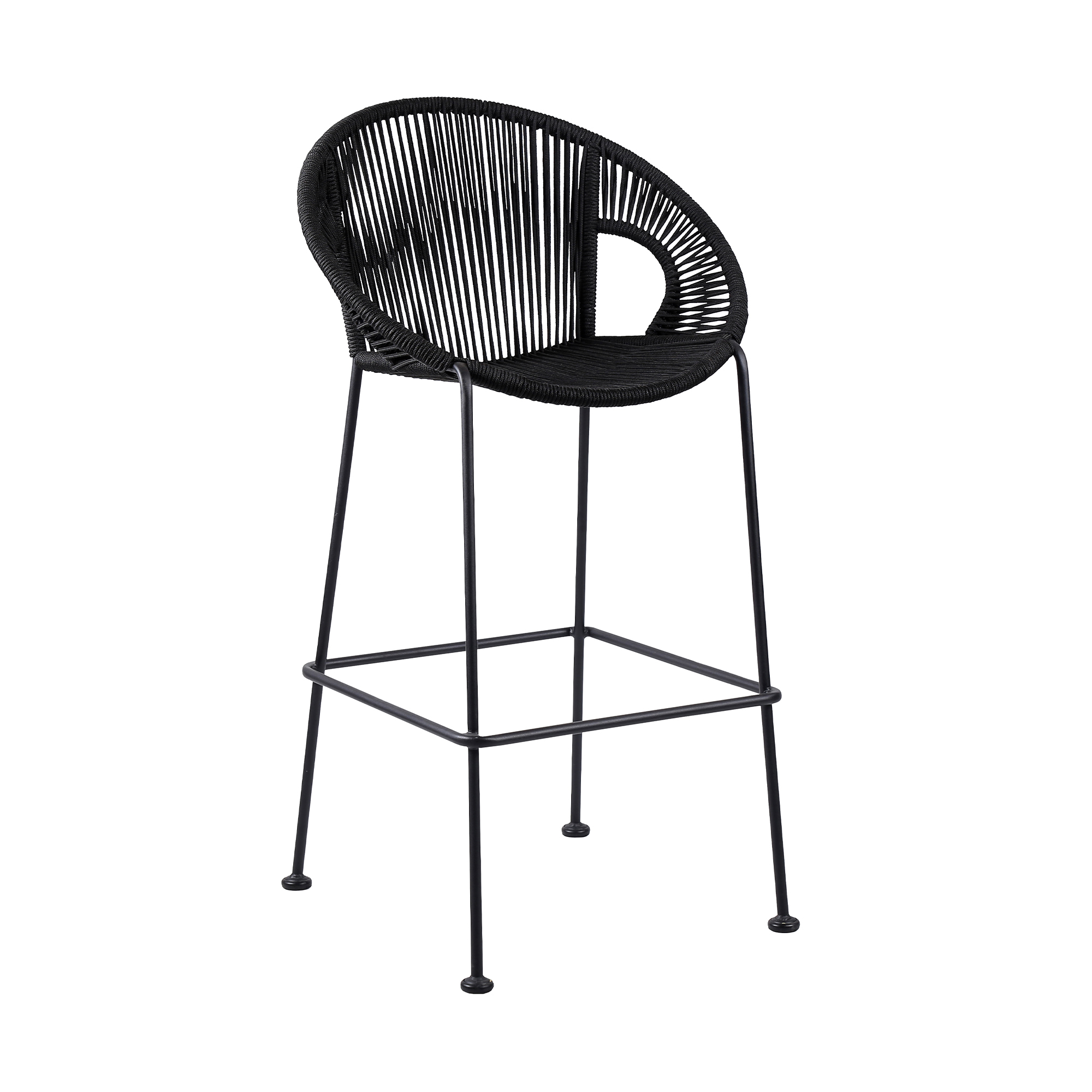 Acapulco 26" Indoor Outdoor Steel Bar Stool with Black Rope - Set of 2
