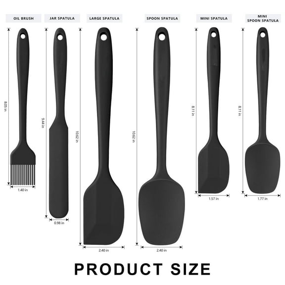 Silicone Spatula Set,6 Pieces Food Grade Kitchen Utensils with Silicone Brush Heat Resistant BPA-free Rubber Spatula for Scraping,Baking,Cooking,Mixing