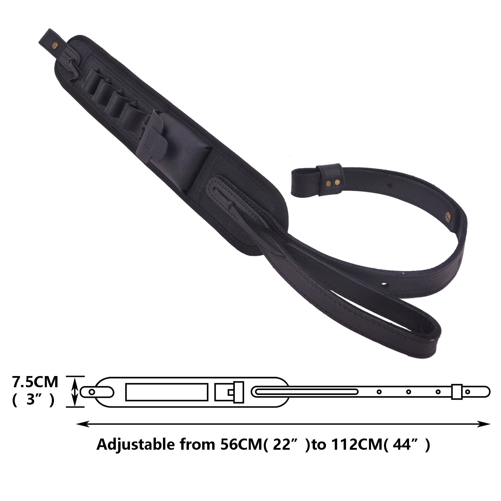 Shooting Canvas Leather Ammo Shell Holder Shotgun Sling Hunting Gun Strap for 12 Guage
