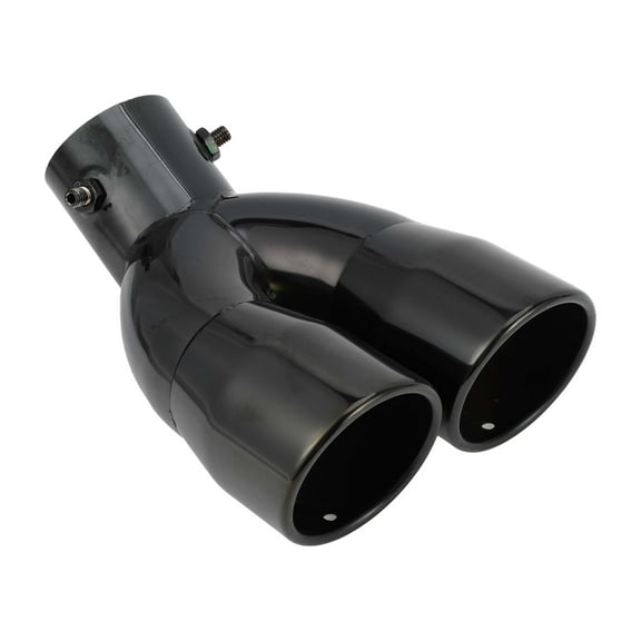 Unique Bargains 1 Pc Curved Slant Cut Dual Exhaust Tip 2.4" Inlet Stainless Steel Titanium Tone