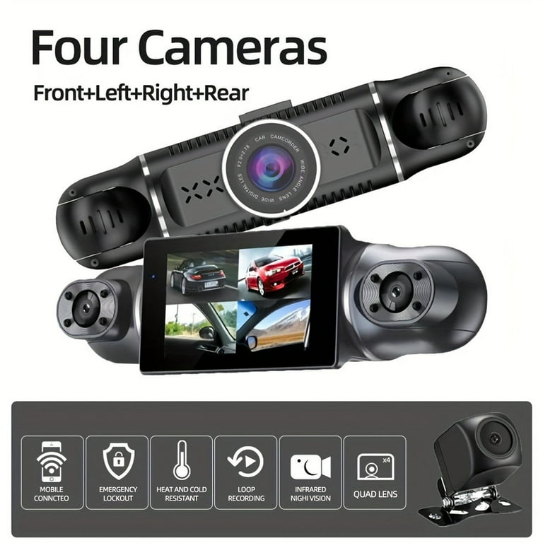 4 Channel Dash Cam,Front+Rear+Left+Right Dash Camera For