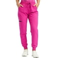 thumbnail image 2 of felwors Yoga Scrub Pants Women High Waist Loose Summer Lightweight Pants Workout Cargo Jogger Scrubs with Zipper Pockets Hot Pink, L, 2 of 8