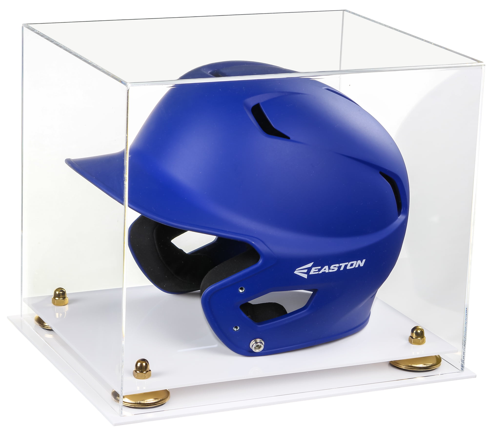 Clear Acrylic Baseball Batting Helmet Display Case with Gold Risers and