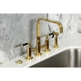 thumbnail image 4 of Kingston Brass KS8252CKLBS Kaiser Two-Handle 4-Hole Deck Mount Bridge Kitchen Faucet with Brass Side Sprayer in Polished Brass, 4 of 8