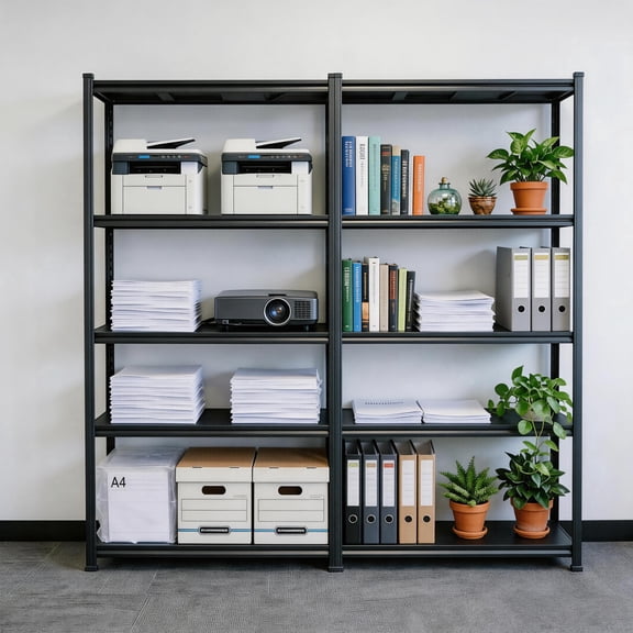 Modern 5 Tier Bookshelf, 71"H Adjustable Bookcase with Steel Frame and Metal Shelves, Utility Shelf Organizer, 1500LBS Display Shelving for Study, Home, Office, Living Room, Easy Assembly, Black,36"W