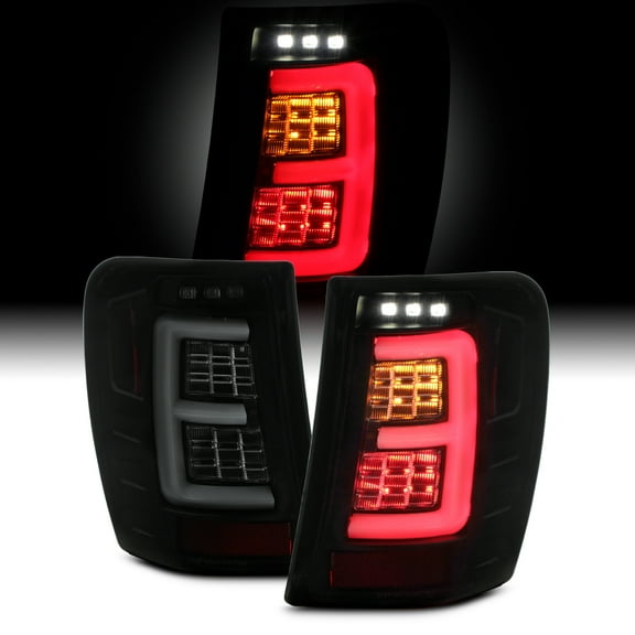AKKON - Fits 1999-2004 Jeep Grand Cherokee [E Tube Style] Light Bar Full LED Black Smoked Tail Brake Lamp Pair Left   Right