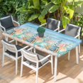 thumbnail image 2 of Summer Nautical Table Cloths for 4 Foot Rectangle Tables, Coastal Beach Starfish Coral Shell Blue Patio Waterproof Elastic Fitted Tablecloths, Washable Rectangular Table Cover for Camping, 2 of 8