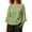 Green, variant on Women's Cotton Linen Shirt with Side Drawstring, 3/4 Sleeve Round Neck Blouse, Ruffle Sleeve Loose Fit Top for Summer Office