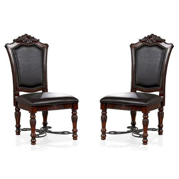 Furniture of America Exa Wood Padded Side Chair in Brown Cherry (Set of 2)