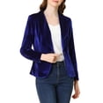 thumbnail image 1 of INSPIRE CHIC Women's Velvet Blazer Solid Color Shawl Collar One Button Wear-to-Work Suit Jacket XL Royal Blue, 1 of 7