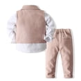 thumbnail image 2 of YUUMIN Baby Boys Gentleman Clothes Set Toddler Bow Tie Long Sleeve Dress Shirt Pant Vest Formal Suits Pink 110, 2 of 7