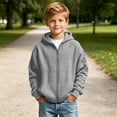 thumbnail image 6 of Busydd Boys Fall Jacket 3-14 Years Trendy Solid Color Waffle Texture Zip Up Jacket Comfy Casual Long Sleeve Hooded Outerwear, 6 of 9